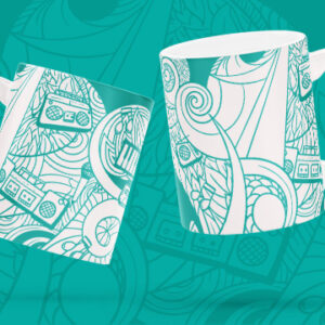 Caneca Branca Retrô Boombox 325ml - APM
